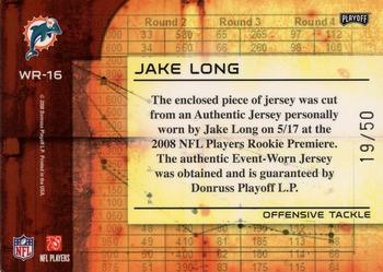 2008 Playoff Absolute Memorabilia - War Room Materials Prime #WR-16 Jake Long Back