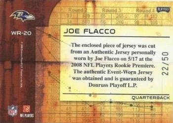 2008 Playoff Absolute Memorabilia - War Room Materials Prime #WR-20 Joe Flacco Back