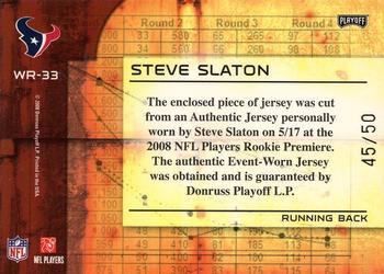 2008 Playoff Absolute Memorabilia - War Room Materials Prime #WR-33 Steve Slaton Back