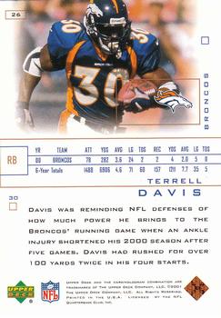 2001 Upper Deck Pros & Prospects #26 Terrell Davis Back