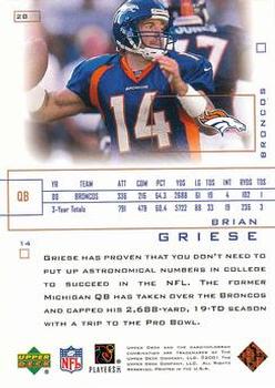 2001 Upper Deck Pros & Prospects #28 Brian Griese Back