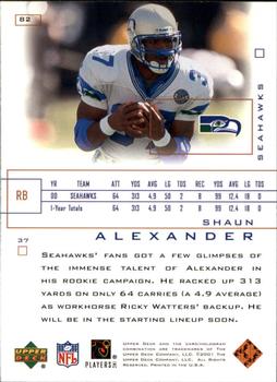 2001 Upper Deck Pros & Prospects #82 Shaun Alexander Back