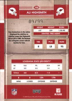 2008 Playoff Contenders - Playoff Ticket #102 Ali Highsmith Back