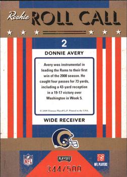 2008 Playoff Contenders - Rookie Roll Call #2 Donnie Avery Back