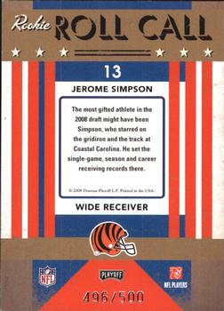 2008 Playoff Contenders - Rookie Roll Call #13 Jerome Simpson Back