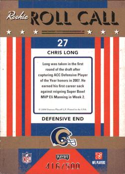 2008 Playoff Contenders - Rookie Roll Call #27 Chris Long Back