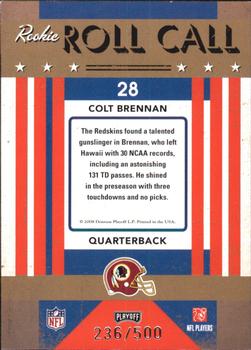 2008 Playoff Contenders - Rookie Roll Call #28 Colt Brennan Back