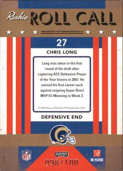 2008 Playoff Contenders - Rookie Roll Call Gold #27 Chris Long Back