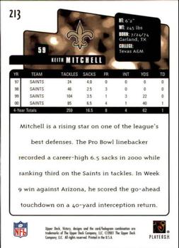 2001 Upper Deck Victory #213 Keith Mitchell Back
