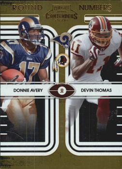 2008 Playoff Contenders - Round Numbers Gold #11 Donnie Avery / Devin Thomas Front