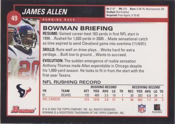 2002 Bowman #49 James Allen Back