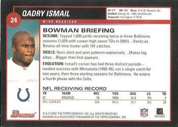 2002 Bowman #24 Qadry Ismail Back