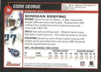 2002 Bowman #30 Eddie George Back