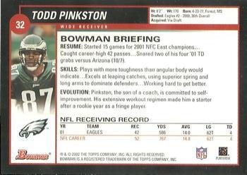 2002 Bowman #32 Todd Pinkston Back