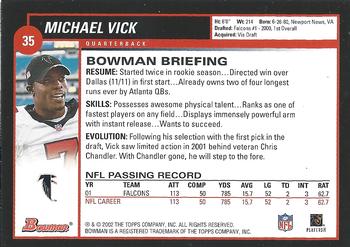 2002 Bowman #35 Michael Vick Back