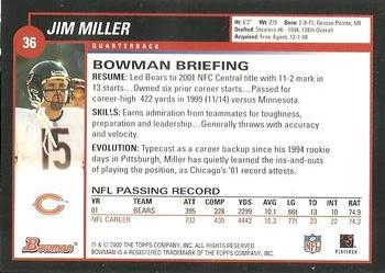 2002 Bowman #36 Jim Miller Back