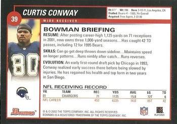 2002 Bowman #39 Curtis Conway Back