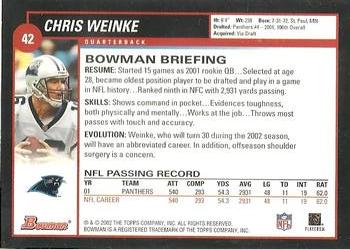 2002 Bowman #42 Chris Weinke Back