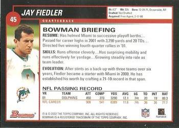 2002 Bowman #45 Jay Fiedler Back