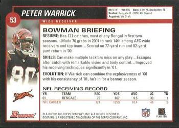 2002 Bowman #53 Peter Warrick Back