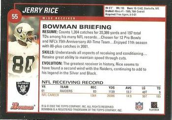 2002 Bowman #55 Jerry Rice Back