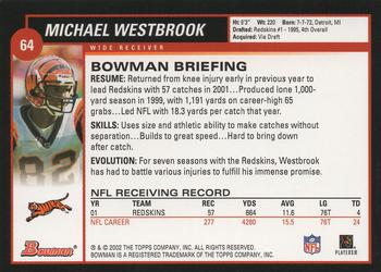 2002 Bowman #64 Michael Westbrook Back