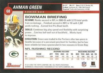 2002 Bowman #68 Ahman Green Back