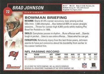 2002 Bowman #72 Brad Johnson Back