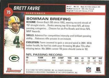 2002 Bowman #75 Brett Favre Back