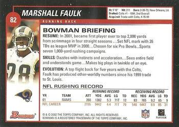 2002 Bowman #82 Marshall Faulk Back