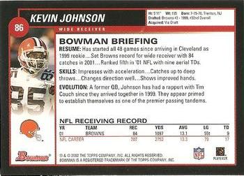 2002 Bowman #86 Kevin Johnson Back