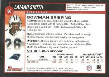 2002 Bowman #96 Lamar Smith Back