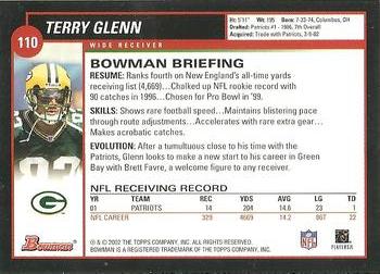 2002 Bowman #110 Terry Glenn Back