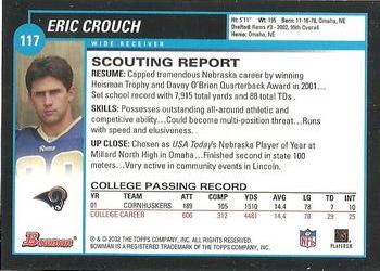 2002 Bowman #117 Eric Crouch Back