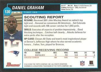 2002 Bowman #130 Daniel Graham Back