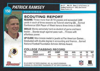 2002 Bowman #150 Patrick Ramsey Back