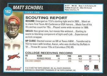 2002 Bowman #162 Matt Schobel Back