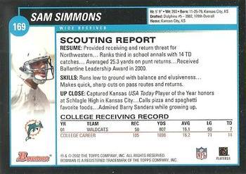 2002 Bowman #169 Sam Simmons Back