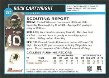 2002 Bowman #224 Rock Cartwright Back