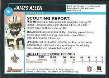 2002 Bowman #261 James Allen Back