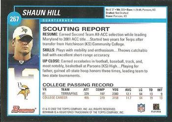 2002 Bowman #267 Shaun Hill Back