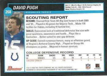 2002 Bowman #268 David Pugh Back