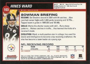 2002 Bowman Chrome #103 Hines Ward Back