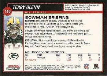 2002 Bowman Chrome #110 Terry Glenn Back