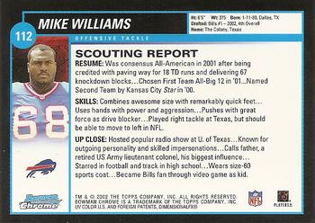 2002 Bowman Chrome #112 Mike Williams Back