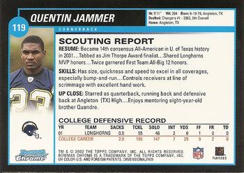 2002 Bowman Chrome #119 Quentin Jammer Back