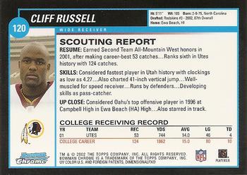 2002 Bowman Chrome #120 Cliff Russell Back