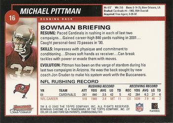 2002 Bowman Chrome #16 Michael Pittman Back