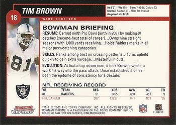 2002 Bowman Chrome #18 Tim Brown Back