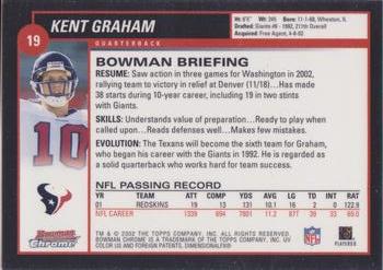 2002 Bowman Chrome #19 Kent Graham Back